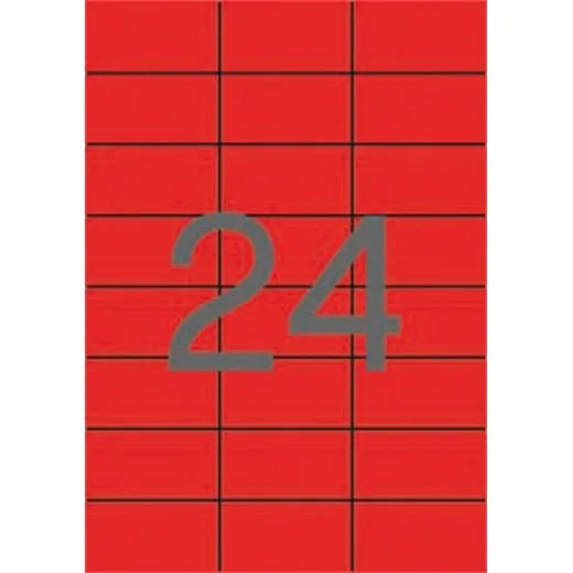 Etikety, 70x37 mm, farebné, APLI, červené, 2400 etikiet/bal