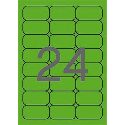 Etikety, 64x33,9 mm, farebné, zaoblené rohy, APLI, neónové zelené, 480 etikiet/bal