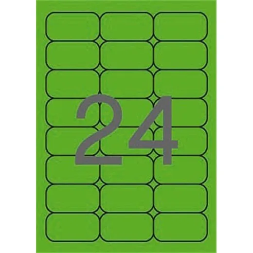 Etikety, 64x33,9 mm, farebné, zaoblené rohy, APLI, neónové zelené, 480 etikiet/bal