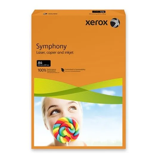 Kancelársky papier, farebný, A4, 80 g, XEROX "Symphony", oranžový (intenzívny)
