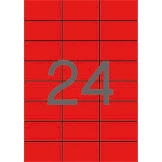 Etikety, 70x37 mm, farebné, APLI, červené, 480 etikiet/bal
