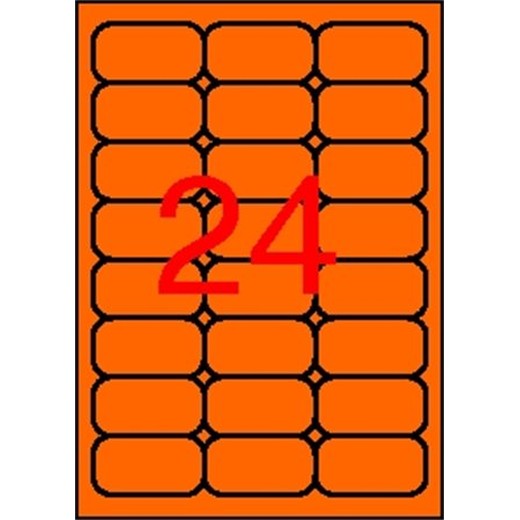 Etikety, 64x33,9 mm, farebné, zaoblené rohy, APLI, neónové oranžové, 480 etikiet/bal