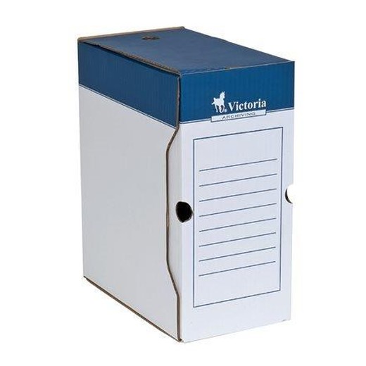 Archívny box, A4, 150 mm, kartón, VICTORIA OFFICE, modro-biela