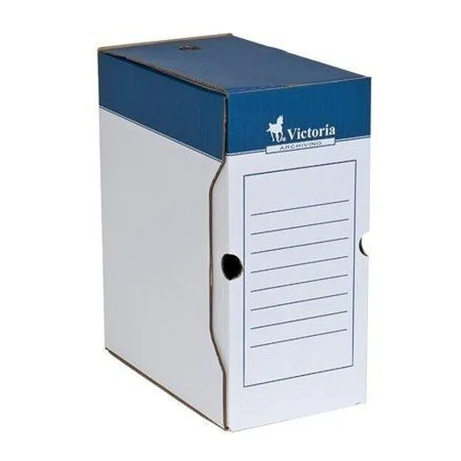 Archívny box, A4, 150 mm, kartón, VICTORIA OFFICE, modro-biela
