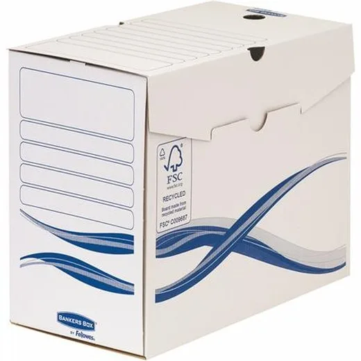 Archivačná krabica, A4, 150 mm, FELLOWES "Bankers Box Basic", modrá/biela