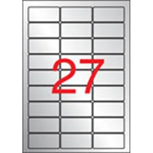 Etikety, 63,5x29,6 mm, polyester, odolné voči poveternostným podmienkam, zaoblené rohy, APLI, striebor, 540 etikiet/bal