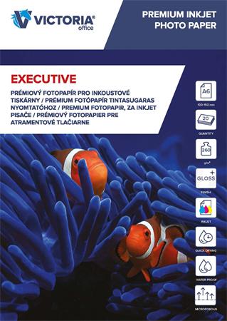 Fotopapier, pre atramentovú tlač, A6, 260 g, vysokolesklý, VICTORIA PAPER "Executive"