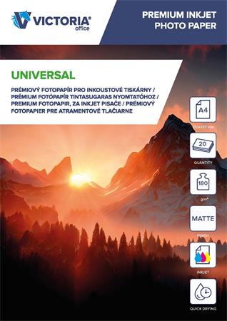 Fotopapier, pre atramentovú tlač, A4, 180 g, matný, VICTORIA PAPER "Universal"