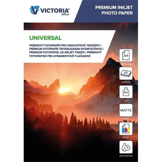 Fotopapier, pre atramentovú tlač, A4, 180 g, matný, VICTORIA PAPER "Universal"