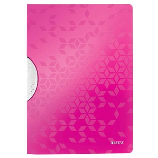 Rýchloviazač s klipom, PP, A4, LEITZ "Wow ColorClip", ružový