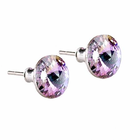 Náušnice, s ametistovo fialovým krištáľom SWAROVSKI®, 8 mm, ART CRYSTELLA®