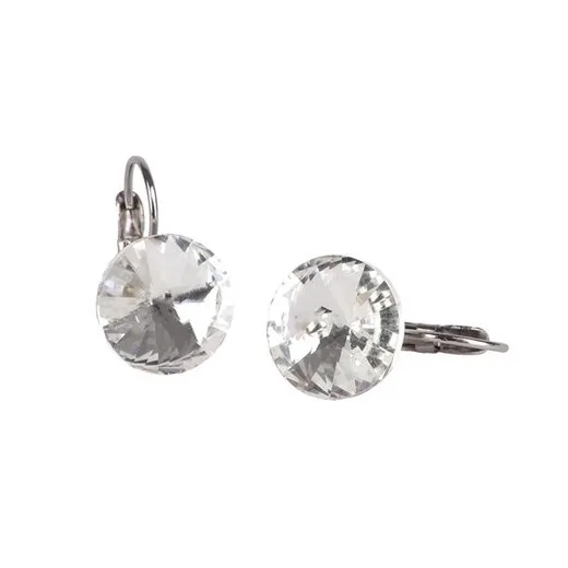 Náušnice, s francúzskym zapínaním "MADE WITH SWAROVSKI ELEMENTS", prírodne biele, 12 mm