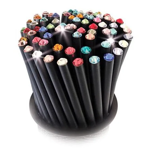 Ceruzky, v stojane, s rôznofarebnými krištáľmi, "MADE WITH SWAROVSKI ELEMENTS", 50 ks/bal