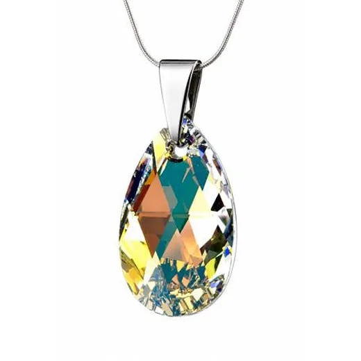 Retiazka, Made with SWAROVSKI® elements , s príveskom v tvare kvapky, biela, 16 mm