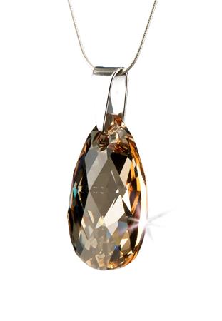 Retiazka, Crystals from SWAROVSKI® , s príveskom v tvare kvapky, golden shadow, 16 mm