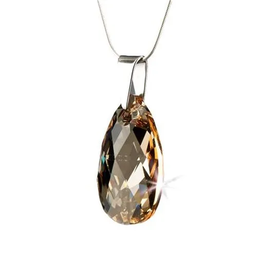 Retiazka, Crystals from SWAROVSKI® , s príveskom v tvare kvapky, golden shadow, 16 mm
