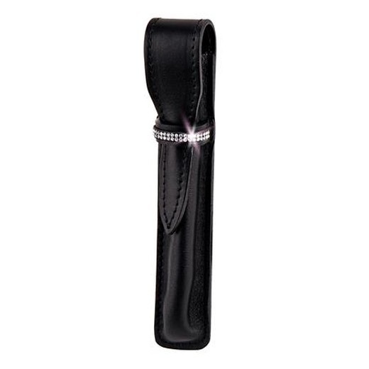 Puzdro na pero, čierne, kožené, SWAROVSKI® krištále v 2 radoch, 16 cm, ART CRYSTELLA®