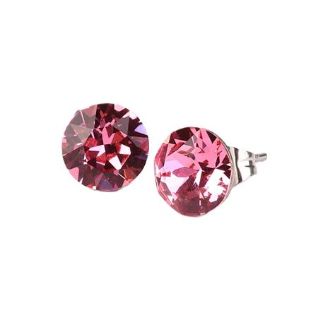 Náušnice, s ružovým krištáľom SWAROVSKI®, 8 mm,  ART CRYSTELLA®