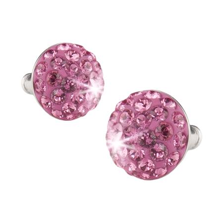 Náušnice, pologuľa, s ružovým krištáľom SWAROVSKI®, 10 mm, ART CRYSTELLA®