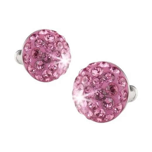 Náušnice, pologuľa, s ružovým krištáľom SWAROVSKI®, 10 mm, ART CRYSTELLA®