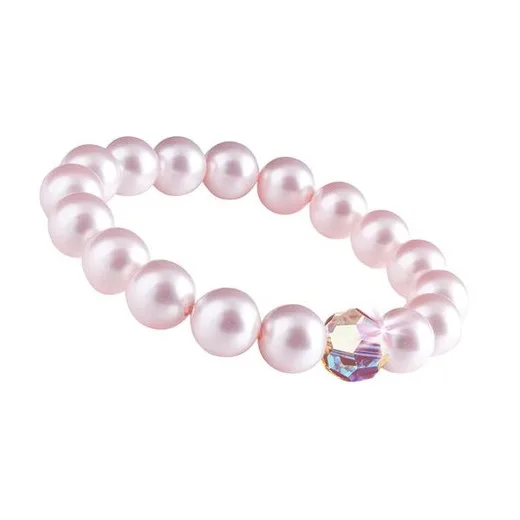 Náramok, z ružových SWAROVSKI® korálok, s dúhovo bielym krištáľom, 10 mm, ART CRYSTELLA® M