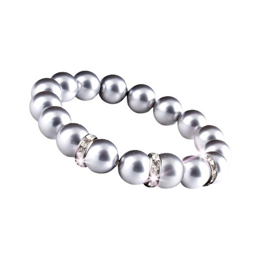 Náramok, zo strieborných SWAROVSKI® perál, s bielym krištáľom, 10 mm, veľ. M, ART CRYSTELLA® M