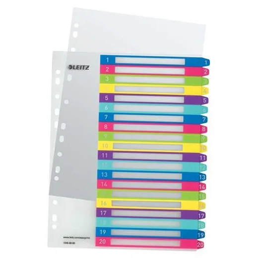 Register, plastový, A4 Maxi, 1-20, LEITZ "Wow"