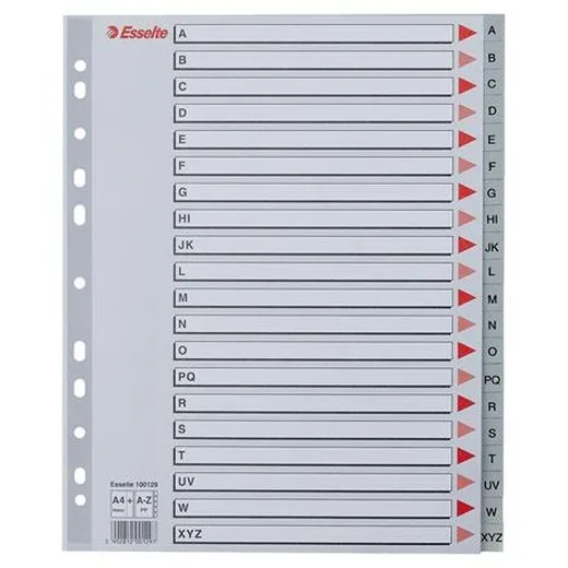 Register, plastový A4 Maxi, A-Z, ESSELTE, sivý