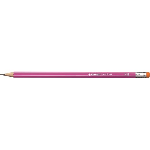 Grafitová ceruzka s gumou, HB, šesťhranná, STABILO "Pencil 160", ružová