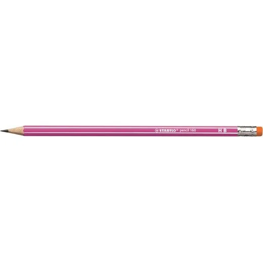 Grafitová ceruzka s gumou, HB, šesťhranná, STABILO "Pencil 160", ružová