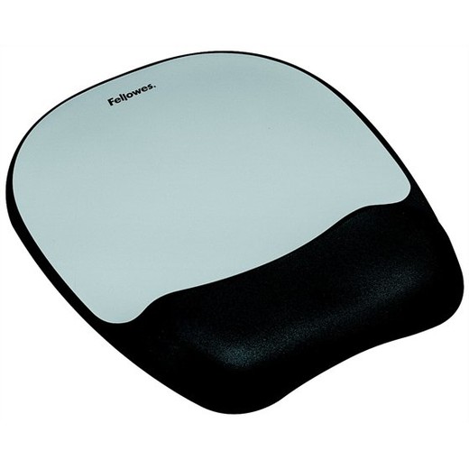 Penová podložka pod myš, s opierkou zápästia, FELLOWES "Memory Foam", sivá