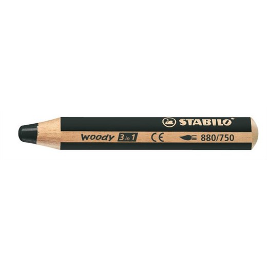 Farebná ceruzka, hrubá, STABILO "Woody", čierna