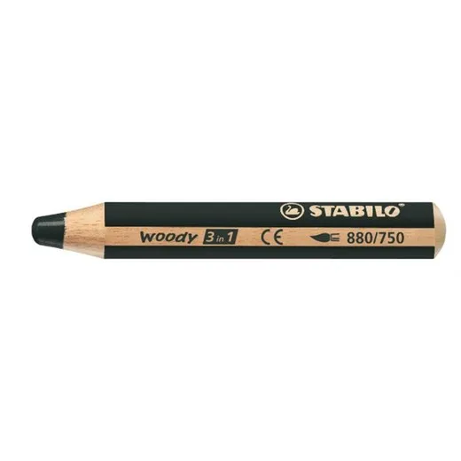 Farebná ceruzka, hrubá, STABILO "Woody", čierna