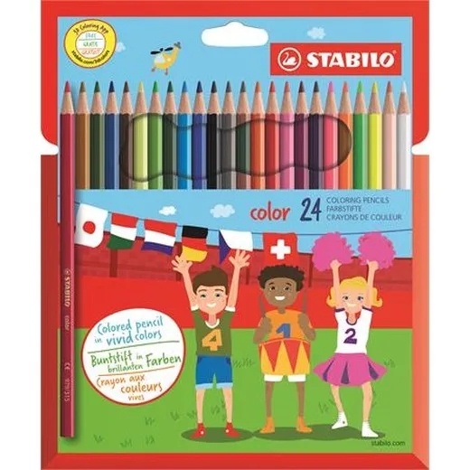 Farebné ceruzky, šesťhranné, STABILO "Color", 24 rôznych farieb