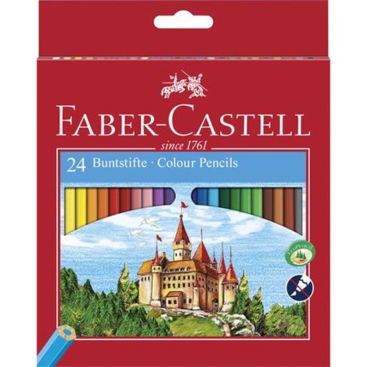 Farebné ceruzky, sada, šesťhranné, FABER-CASTELL "Classic", 24 rôznych farieb