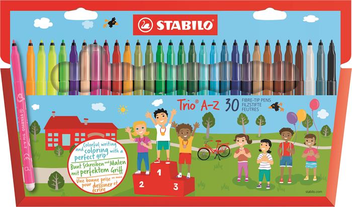 Fixky, 0,7 mm, STABILO "Trio A-Z", 30 rôznych farieb