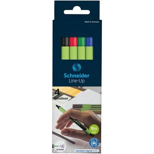 Liner, sada, 0,4 mm, SCHNEIDER "Line-Up", 4 rôzne farby