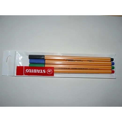 Liner, sada, 0,4 mm, STABILO "Point 88", 4 rôzne farby