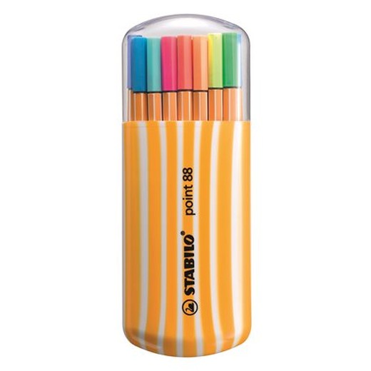 Liner, sada, 0,4 mm, STABILO "Point 88 Zebrui", 15+5 rôznych farieb