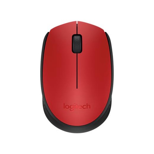 Myš, bezdrôtová, optická, stredná veľkosť, USB, LOGITECH "M171", červená