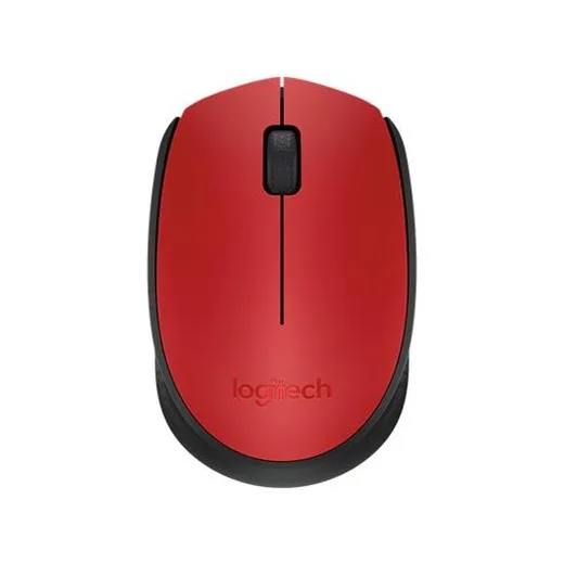 Myš, bezdrôtová, optická, stredná veľkosť, USB, LOGITECH "M171", červená