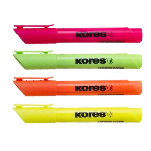 Zvýrazňovač, sada, 0,5-5 mm, KORES "High Liner Plus", 4 rôzne farby