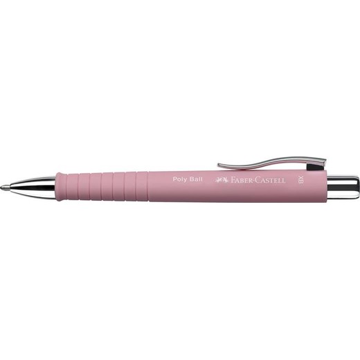 Guľôčkové pero, 0,7 mm, stláčací mechanizmus, ružové telo pera, FABER-CASTELL "Poly Ball", modrá