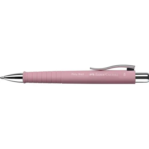 Guľôčkové pero, 0,7 mm, stláčací mechanizmus, ružové telo pera, FABER-CASTELL "Poly Ball", modrá