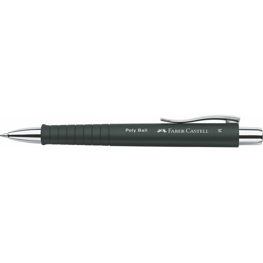 Guľôčkové pero, stláčací mechanizmus, čierne telo, FABER-CASTELL "Poly Ball", modrá