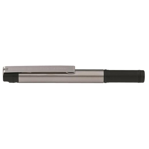 Guľôčkové pero, 0,24 mm, s vrchnákom, nehrdzavejúca oceľ, čierna farba tela, ZEBRA "F-301 Compact", modrá