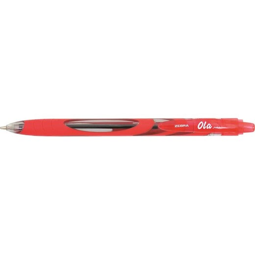 Guľôčkové pero, 0,27 mm, stláčací mechanizmus, ZEBRA "OLA", červené