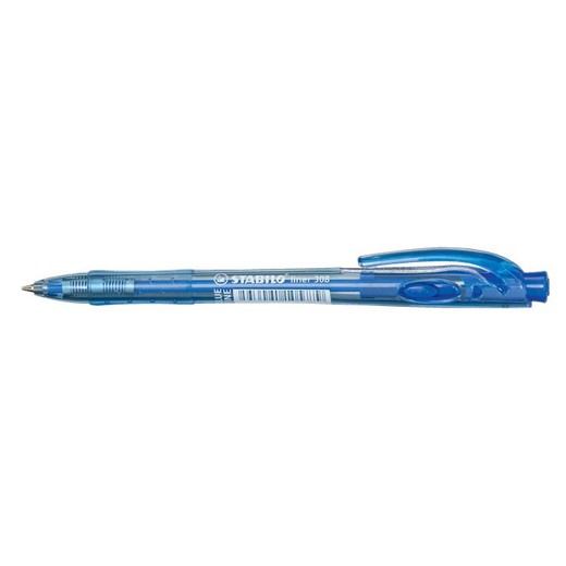Guľôčkové pero, 0,38 mm, stláčací mechanizmus, STABILO "Liner 308", modré