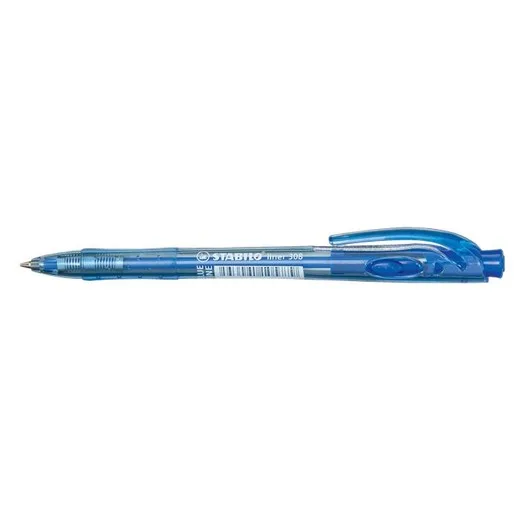 Guľôčkové pero, 0,38 mm, stláčací mechanizmus, STABILO "Liner 308", modré
