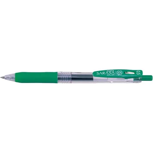 Gélové pero, 0,33 mm, stláčací mechanizmus, ZEBRA "Sarasa Clip", zelené